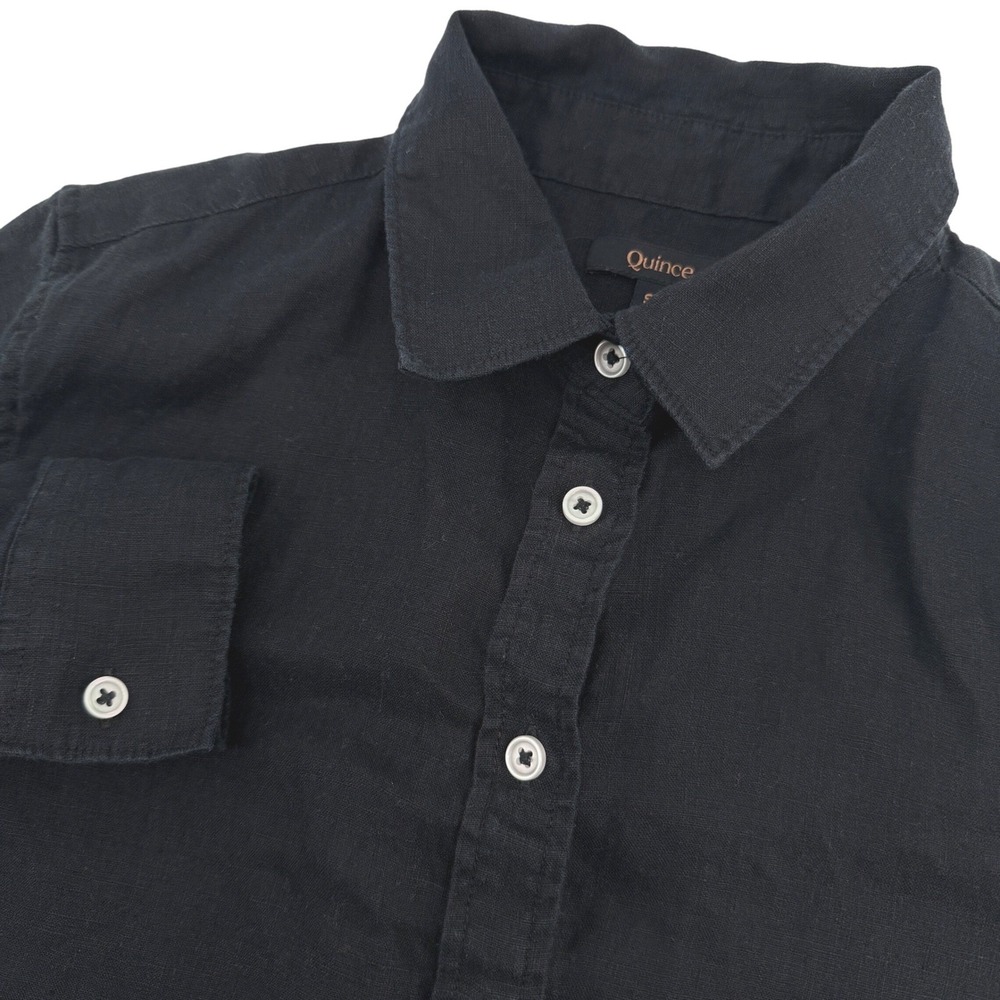 Quince Shirt Womens S Black European Linen Long Sleeve Casual Top Minimalist